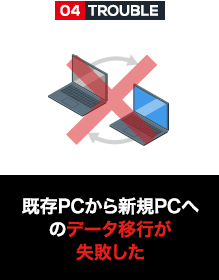 既存PCから新規PCへのデータ移行が失敗した