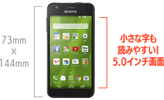 DIGNO Uのディスプレイは５．０インチ