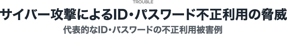 サイバー攻撃によるID・パスワード不正利用の脅威 代表的なID・パスワードの不正利用被害例