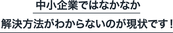 中小企業ではなかなか解決方法がわからないのが現状です！