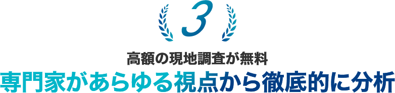 高額の現地調査が無料 専門家があらゆる視点から徹底的に分析