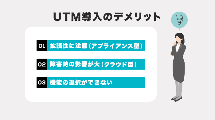 【UTM導入のデメリット】障害時の影響や拡張性に注意